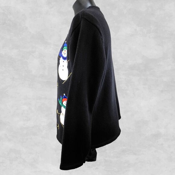 Vintage Christmas Cardigan Sweater Womens Small Crystal Kobe Snowman Metal Clasp - Picture 4 of 6